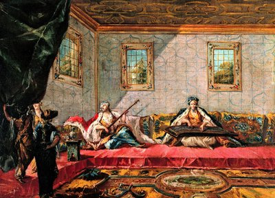 Zwei Odalisken spielen Musik im Harem von Francesco Guardi